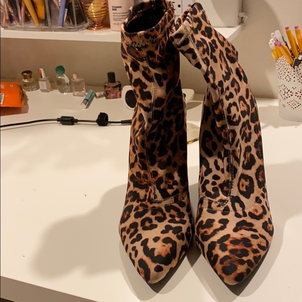 Cheetah print booties